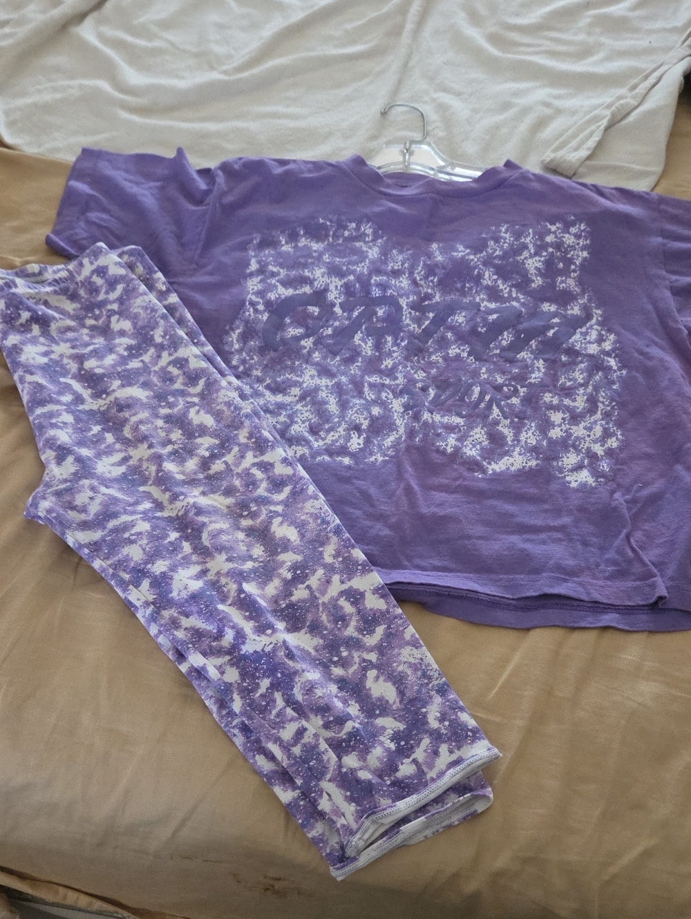 Relaxed Purple Tie-Dye Short Sleeve Tee and Leggings